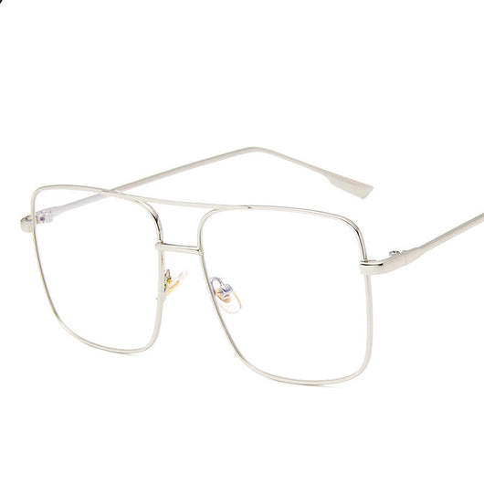Gafas Retro Cuadradas Grandes con Marco Metálico Espejo Plano Estilo Literario - Image 6