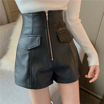 Pantalones de Cuero Cintura Alta Pierna Ancha Slim - Image 8