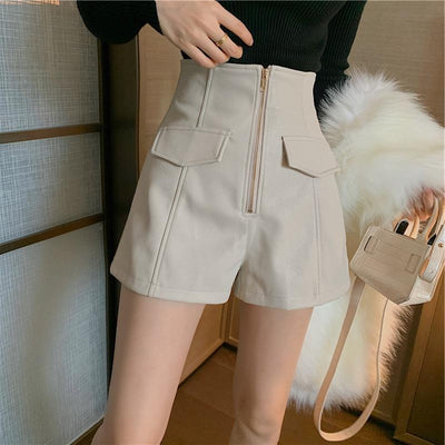 Pantalones de Cuero Cintura Alta Pierna Ancha Slim - Image 9