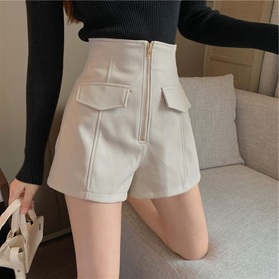 Pantalones de Cuero Cintura Alta Pierna Ancha Slim - Image 2