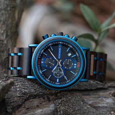 Reloj Cronógrafo de Madera Azul - Image 7
