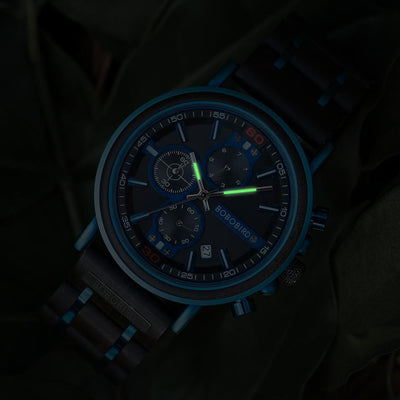 Reloj Cronógrafo de Madera Azul - Image 10