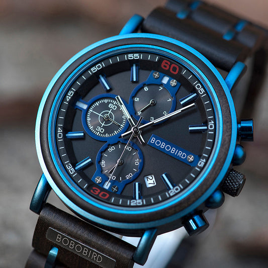 Reloj Cronógrafo de Madera Azul - Image 2