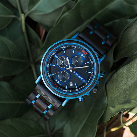 Reloj Cronógrafo de Madera Azul - Image 4