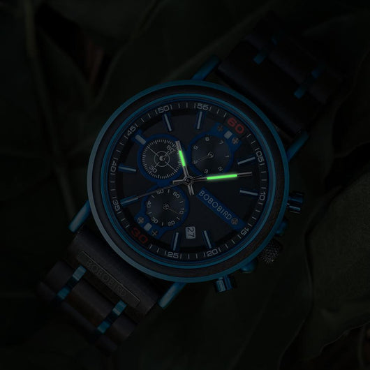 Reloj Cronógrafo de Madera Azul - Image 5