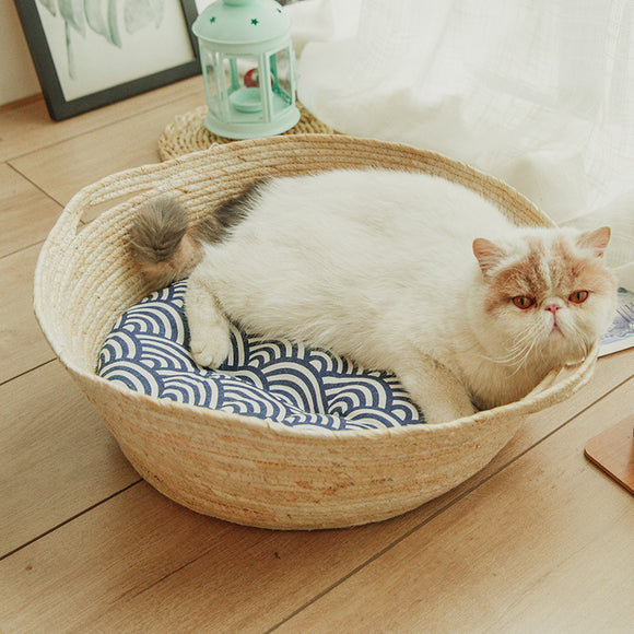 Nido de Ratán para Gatos Transpirable Todo Clima