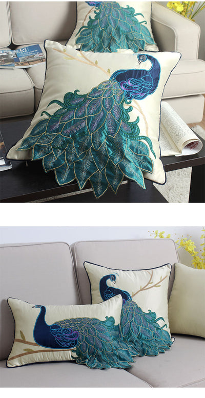 Cojín Decorativo Estilo Chino con Bordado de Pavo Real para Sofá y Cama - Image 17
