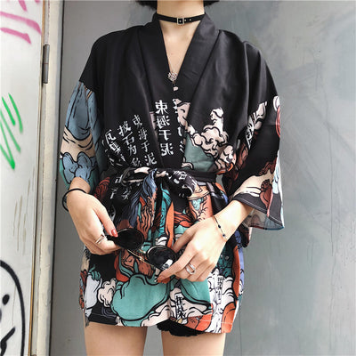 Kimono Ligero Estilo Harajuku - Abrigo Protector UV para Mujer Verano - Image 4