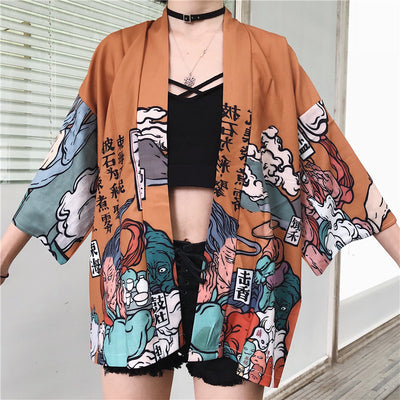 Kimono Ligero Estilo Harajuku - Abrigo Protector UV para Mujer Verano - Image 2