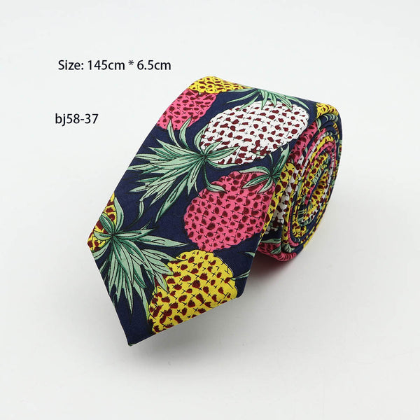 Corbata Casual Coreana 7cm Estampado Piña - Diseño Moderno para Hombre