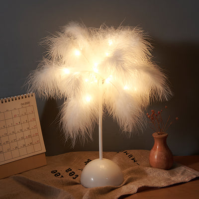 Lámpara de Escritorio Nórdica con Plumas - Luz Decorativa Moderna para Dormitorio - Image 5
