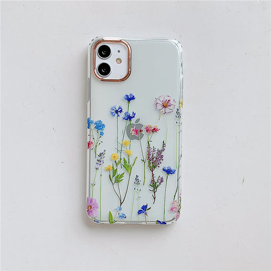 Funda Protectora Transparente con Diseño Floral para Teléfono