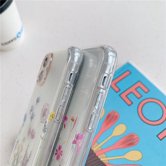 Funda Protectora Transparente con Diseño Floral para Teléfono