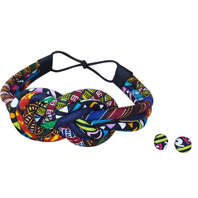 Conjunto de Diadema y Aretes Étnicos Estampado Africano para Mujer - Image 10