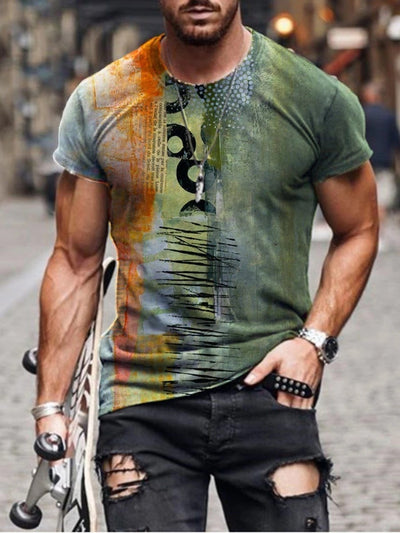 Playera Casual para Hombre con Estampado Abstracto Tendencia Urbana - Image 12