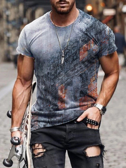 Playera Casual para Hombre con Estampado Abstracto Tendencia Urbana - Image 11