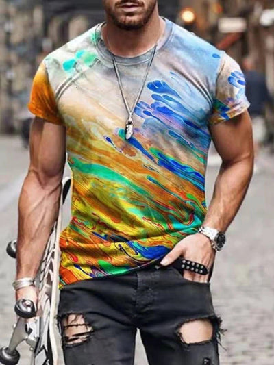 Playera Casual para Hombre con Estampado Abstracto Tendencia Urbana - Image 9