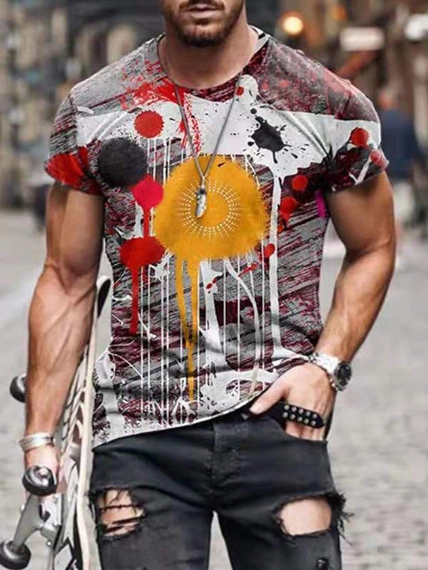 Playera Casual para Hombre con Estampado Abstracto Tendencia Urbana