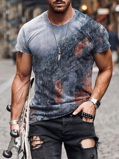 Playera Casual para Hombre con Estampado Abstracto Tendencia Urbana - Image 3