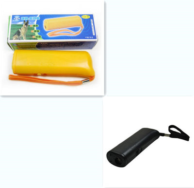 Yellow and black ultrasonic dog training devices with wrist straps, one in retail packaging. - Image 9
