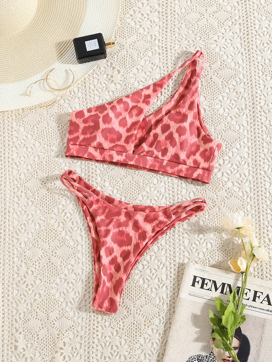 Traje de Baño Asimétrico con Estampado de Leopardo - Image 11