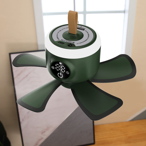 Ventilador de Techo Mini Silencioso con Luz LED y Control Remoto USB Recargable