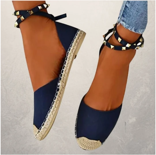 Zapatos Planos con Remaches y Cordón para Mujer