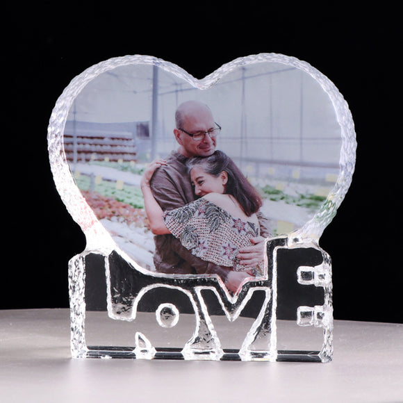 Marco de Foto Cristal Grabado Láser Personalizado - Recuerdo de Amor