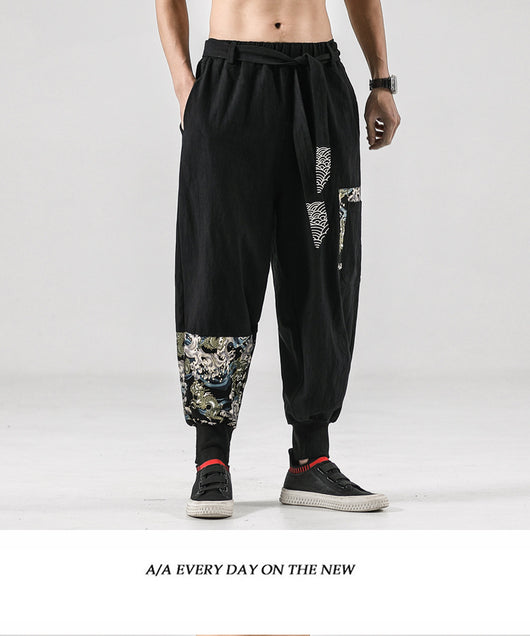 Pantalones Holgados de Lino Estilo Chino Tang - Cómodos y Elegantes para Hombre - Image 12
