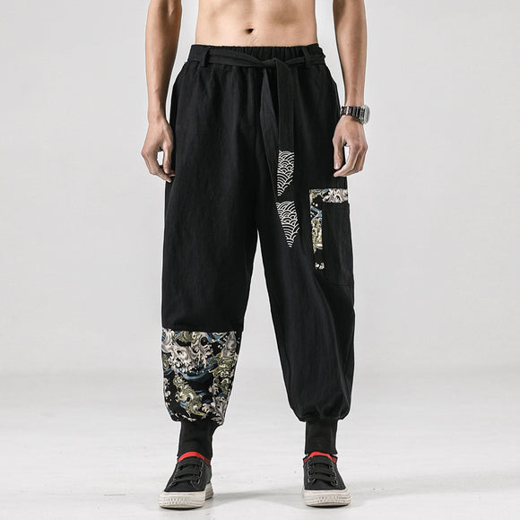 Pantalones Holgados de Lino Estilo Chino Tang - Cómodos y Elegantes para Hombre