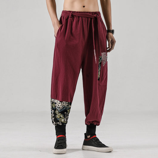 Pantalones Holgados de Lino Estilo Chino Tang - Cómodos y Elegantes para Hombre - Image 4