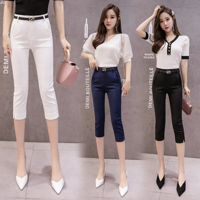 Pantalones Casuales Ajustados Capri para Mujer - Diseño Slim Moderno - Image 5
