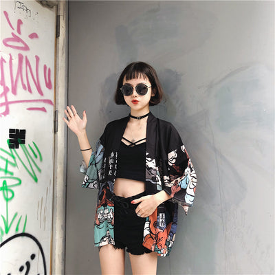 Kimono Ligero Estilo Harajuku - Abrigo Protector UV para Mujer Verano - Image 6
