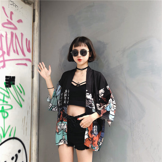 Kimono Ligero Estilo Harajuku - Abrigo Protector UV para Mujer Verano - Image 6