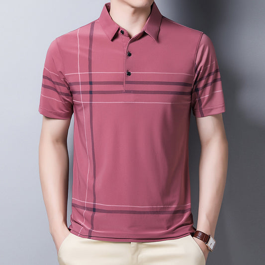 Playera Empresarial de Seda de Hielo para Hombre - Manga Corta Tendencia Verano