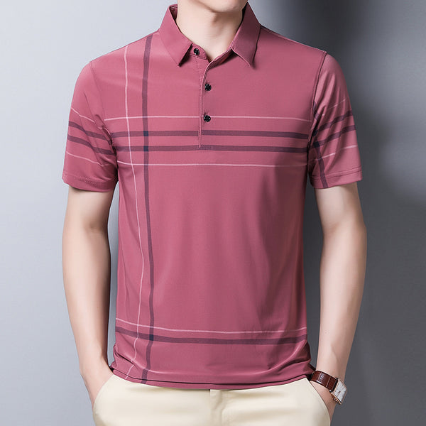 Playera Empresarial de Seda de Hielo para Hombre - Manga Corta Tendencia Verano
