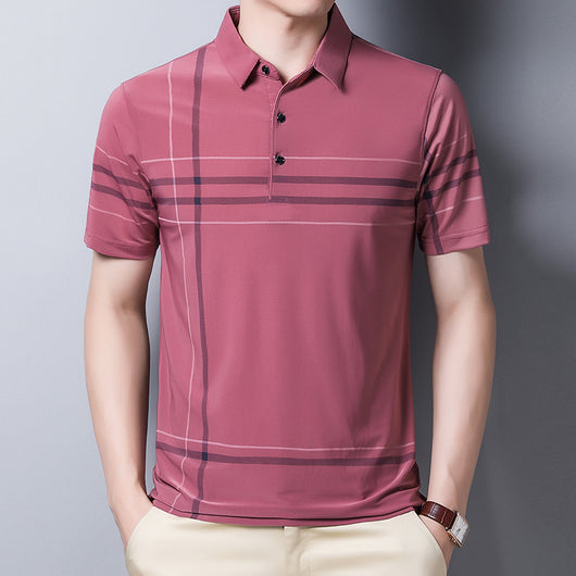 Playera Empresarial de Seda de Hielo para Hombre - Manga Corta Tendencia Verano
