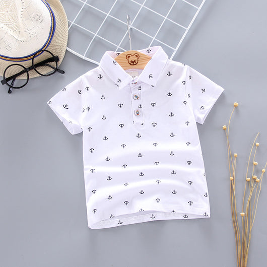 Conjunto Infantil Estilo Coreano con Estampado de Ancla - Playera Manga Corta - Image 6