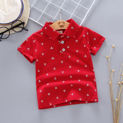 Conjunto Infantil Estilo Coreano con Estampado de Ancla - Playera Manga Corta