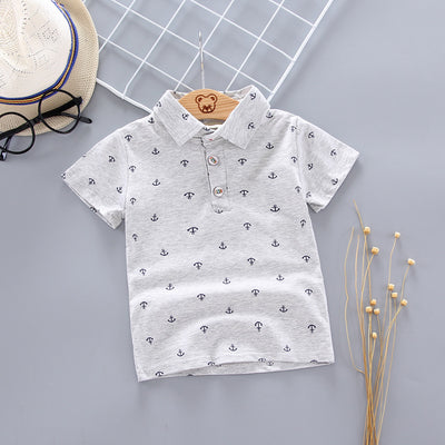 Conjunto Infantil Estilo Coreano con Estampado de Ancla - Playera Manga Corta - Image 5