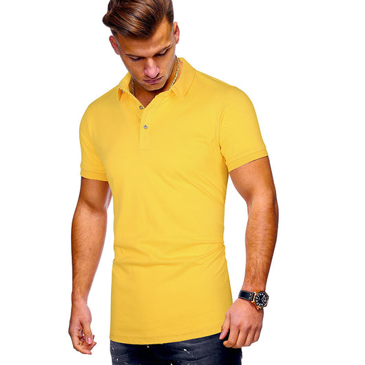 Polo Casual de Manga Corta en Color Liso para Hombre - Image 3