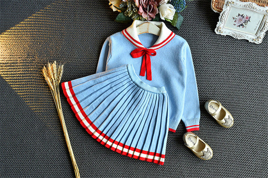 Conjunto Universitario: Suéter Tejido Manga Larga + Falda Corta - Image 8