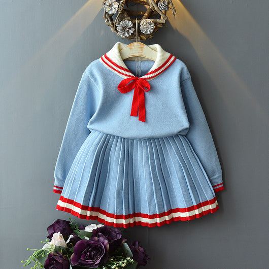 Conjunto Universitario: Suéter Tejido Manga Larga + Falda Corta - Image 10