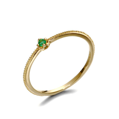Anillo de Esmeralda en Oro 14K Estilo Coreano