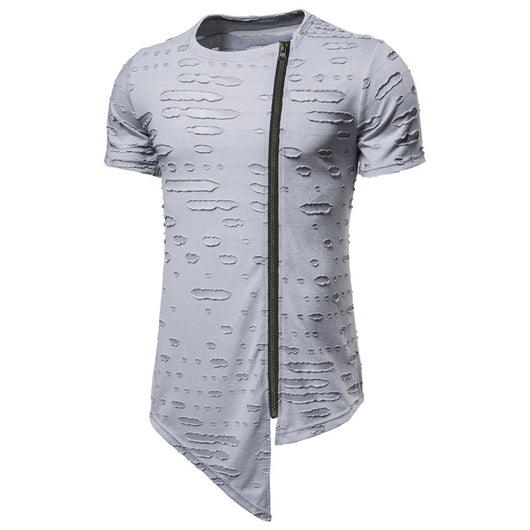 Playera Casual para Hombre con Cierre Diagonal y Diseño Moderno - Image 3