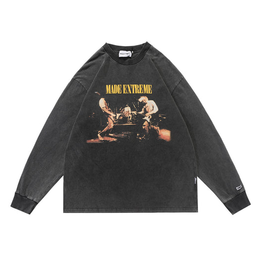 Playera Manga Larga Estampado Vintage Rock para Parejas - Image 9