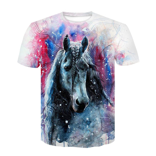Playera Hombre Cuello Redondo Estampado Digital 3D Caballo - Manga Corta Tendencia Juvenil - Image 16