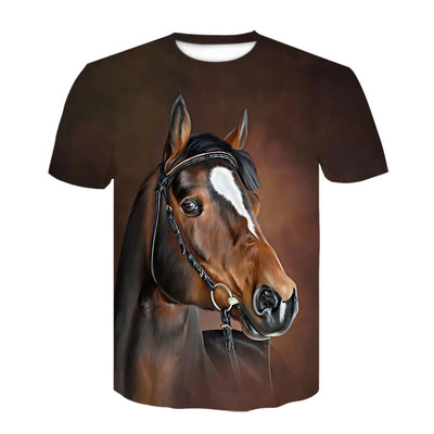Playera Hombre Cuello Redondo Estampado Digital 3D Caballo - Manga Corta Tendencia Juvenil - Image 6