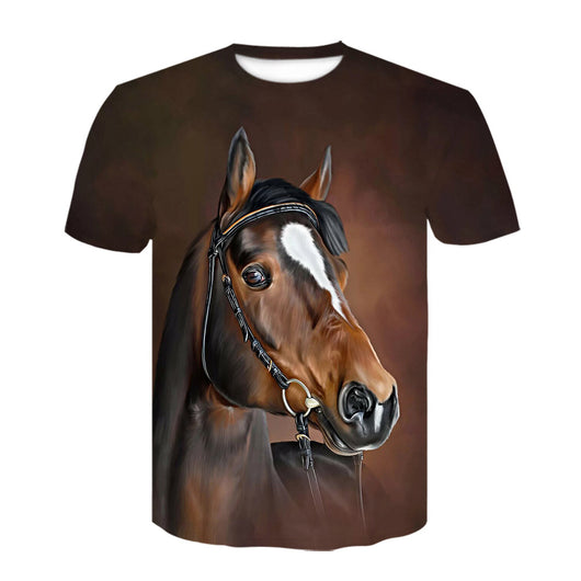 Playera Hombre Cuello Redondo Estampado Digital 3D Caballo - Manga Corta Tendencia Juvenil - Image 6