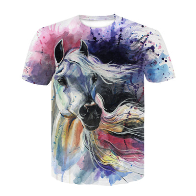 Playera Hombre Cuello Redondo Estampado Digital 3D Caballo - Manga Corta Tendencia Juvenil - Image 8